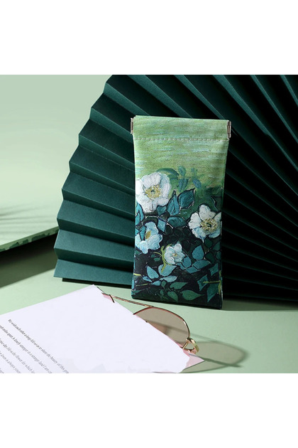 Green 1pc Vincent Van Gogh Painting Glasses Bag Closure Travel Sunglasses Reading Glasses Storage Po