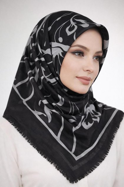 Emprime Koton Scarf - Black / White-6291-01