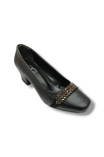 C-shoes 7305-26 plaid print band stone short thick heel women's shoe