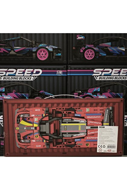 SPEED Building Blocks 1:18 Ölçekli Çek-Bırak Kırmızı Yarış Arabası
