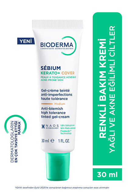 Sebium Kerato+ Cover Sivilce Akne Lekesi Karşıtı, AHA, Salisilik Asit, Renkli Nemlendirici Krem 30ml