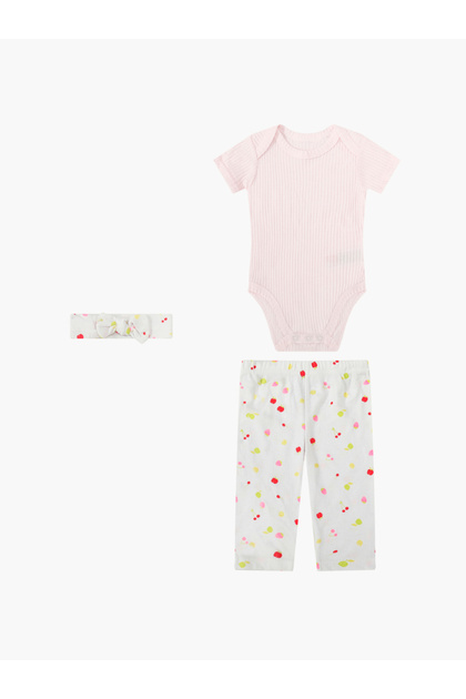 3-Piece Baby Outfit Ribbed Bodysuit, Pants and Headband Set