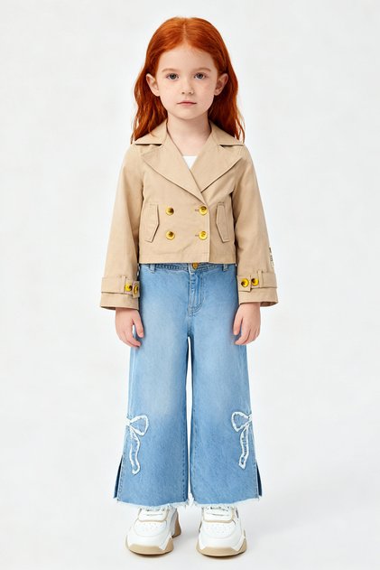 Girl Beige Trench