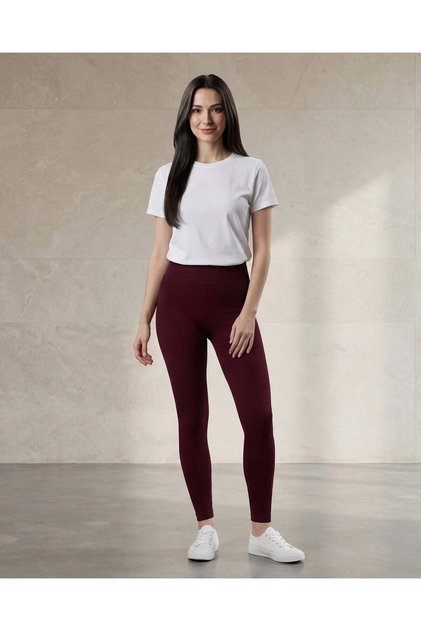 Women Burgundy Active Leggings