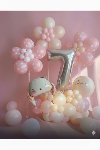 Salmon Pink Daisy Foil Balloon Set with Accessories 49 Pieces with Rabbit Balloons