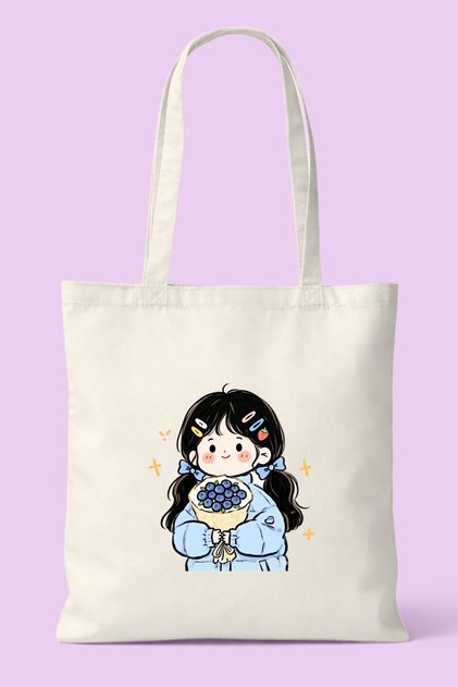 Blueberry Bouquet Girl Printed Cloth Bag - Daily Shoulder Bag