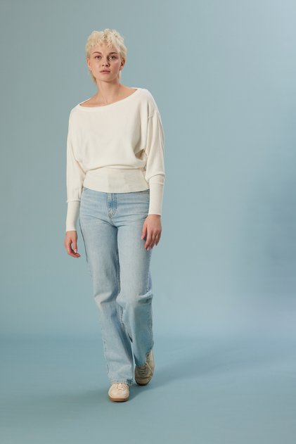 Boat Neck Knitwear Blouse