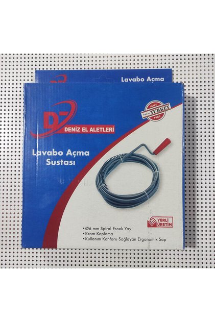 DENİZ Lavabo Açma Sustası 6 mm Spiral Esnek Yay Krom Kaplama 5 Metre