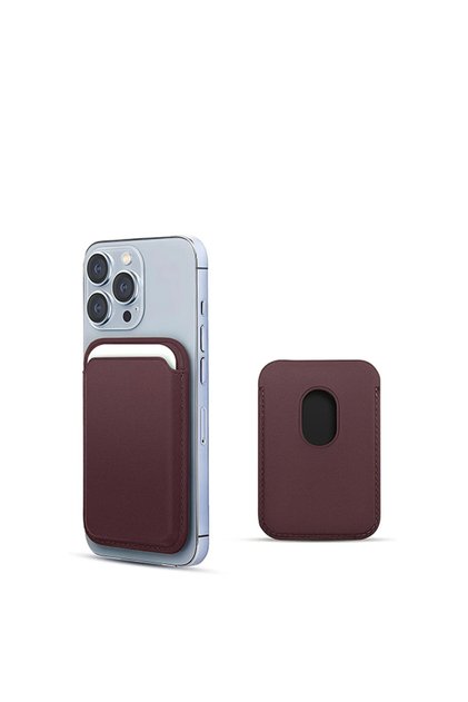 Magsafe Magnetic Card Holder Leather Wallet Card Holder Compatible with All Phone Models Purple