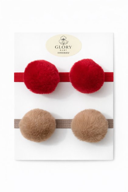 Girl's Baby Pompom Bandana Set of 2