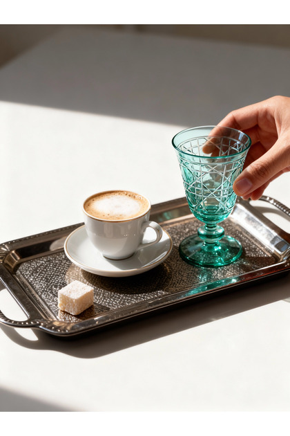 Margerie Gloria El Kesme Kristal Kadeh 200cc | Kahve Yanı Su Bardağı & Su Kadehi