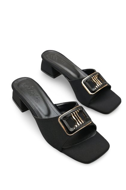 Elara Rosa Women's Heeled Slippers 0012201 Matte Black