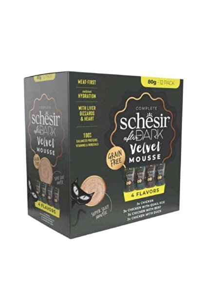 'After Dark' Velvet Mousse Variety Pack for Adult Cats – 4 Flavors – 960g (12 Cans x 80g