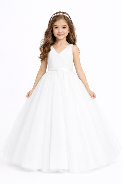 nsmkidslife Girl's White Wrap Graduation Birthday Double-Breasted Long Evening Dress- Trendyol nsmkidslife Girl's White Wrap Graduation Birthday Double-Breasted Long Evening Dress- Trendyol