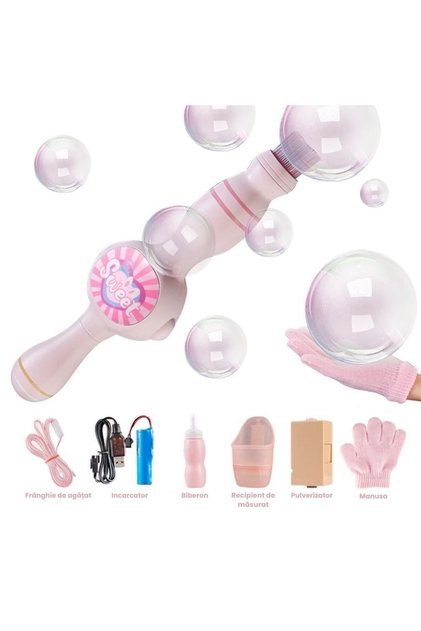 Baghetă mașină de bule cu fum colorat – generator de bule de ceață elastic, efect interactiv pentru petreceri