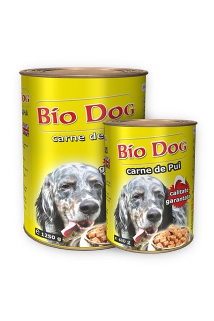 Hrana umeda pentru caini, Bio Dog, aroma pui, conserva 410 g