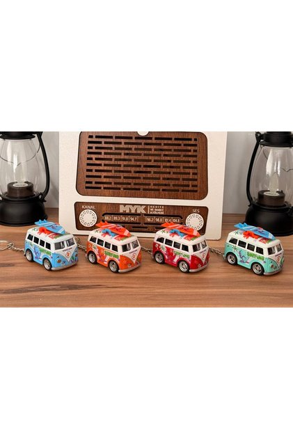 Metal Vosvos Caravan Keychain and Bag Ornament with Working Parts, First-Class Material, True to the Original