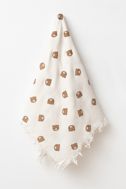 Teddy Bear Print 100% Organic Cotton Pieces Muslin Double-Layer 105X120 cm Baby Blanket