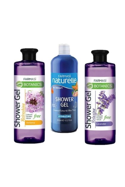 Set de 3 geluri de duș, - Gel de dus cu Lavanda 500 ml, Gel de dus cu Verbina 500 ml si Gel de dus Naturelle Sea Therapy 360 ml