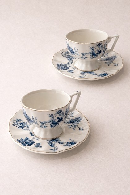 Set of 2 Vintage Porcelain Coffee Cups (100 ml)