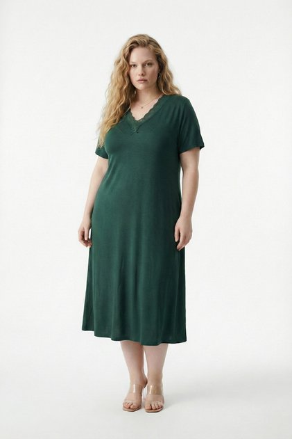 Lace Detailed Bamboo Flared Skirt Dress