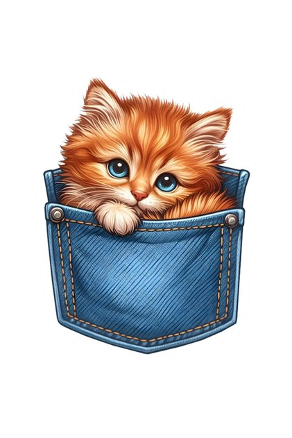Cute Cat Sticker in Pocket Car, Motorcycle, Helmet, Laptop, Glass, Wood, Marble Sticker 13X10 cm