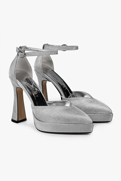 Platformă Aurex Silver Glitter pentru femei pantofi cu toc