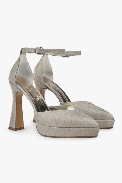 Women's Aurex Gold Glittery Platform Heeled Shoes