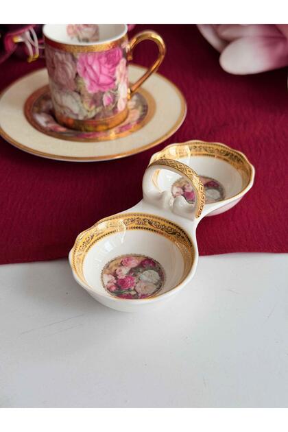 Porcelain Turkish Delight Bowl 6 Pieces 24K Flores