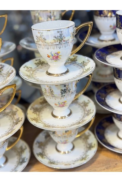 ESTERHOMEDECOR porcelain coffee cup set for 6 people