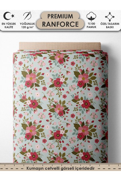 100% Cotton Ranforce Fabric 100X240 cm 120 G/M² Digital Printing Premium Patchwork and Sewing