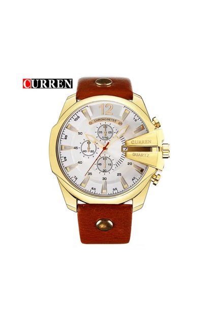 Watch For Men 8176 Fashion Casual Quartz Watches Big Dial Waterproof 30M Leather Strap Men