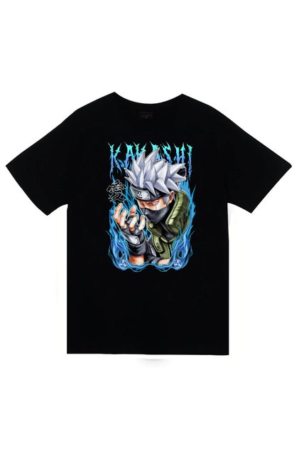 Naruto - Kakashi Hatake - Anime Printed Unisex 100% Cotton Black T-Shirt