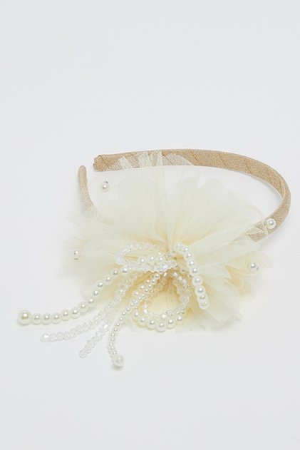 Girl's Beige Flower Headband