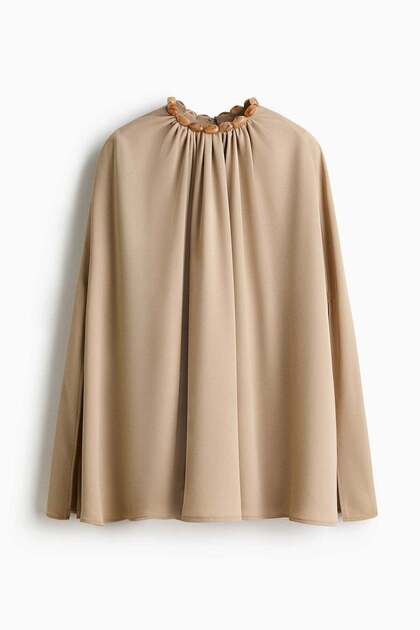 Bead-detail cape blouse