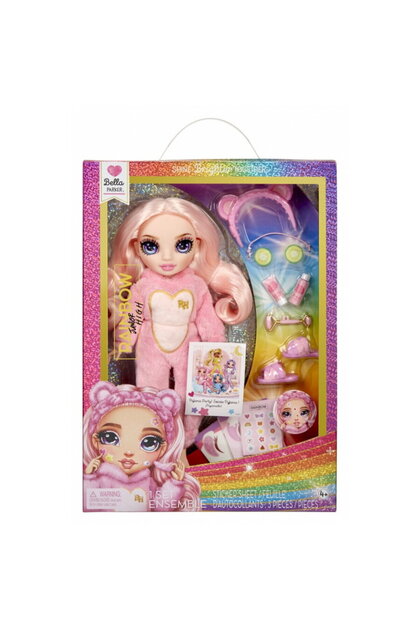 Papusa de petrecere in pijamale Rainbow High Junior, Bella roz