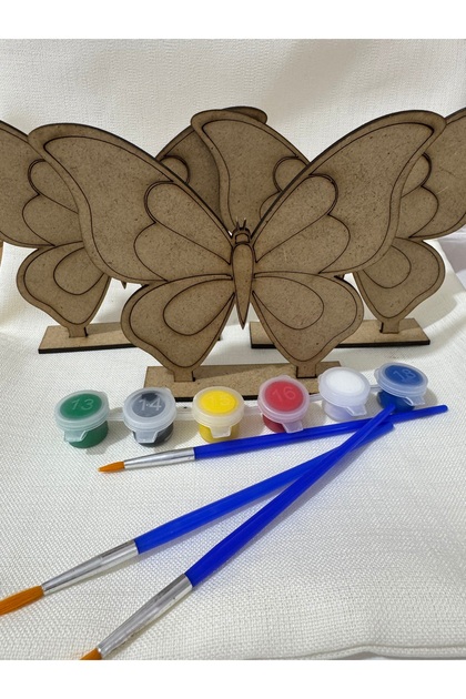 Paintable Wooden Toy with Butterfly Stand Activity Activity 3 Pieces
