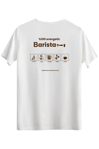 Barista cu imprimeu guler rotund supradimensionat tricou