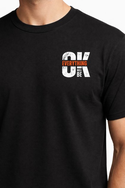 Unisex 100% Cotton Crew Neck "Everything Will Be Ok" Printed Oversized Short Sleeve T-Shirt