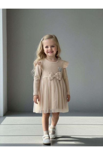 Girl's Corded Fabric Tulle Piece Dress
