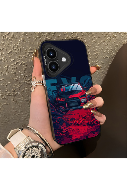 iPhone 16 Plus Compatible Silicone Edge Hard Back Anti-Fall Case Classic Car