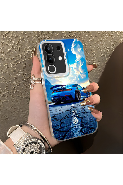 Vivo Y29 Compatible Sport Car Silicone Edge Hard Back Anti-Fall Phone Case