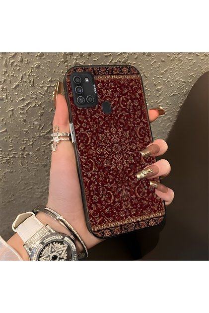 Samsung Galaxy A21S Compatible Silicone Edge Hard Back Anti-Fall Phone Case Kilim Rug Patterned