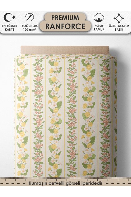 100% Cotton Ranforce Fabric 100X240 cm 120 G/M² Digital Printing Premium Patchwork and Sewing