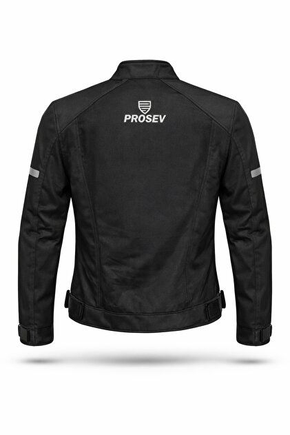 Prosev Dacron Summer Black Motorcycle Jacket- Trendyol