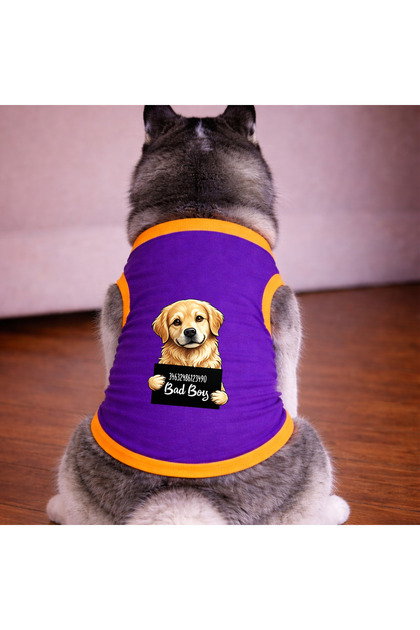 Purple Wanted Golden Dog Tshirt Dog Clothing (100% Cotton Combed Cotton) Small and Large Breeds