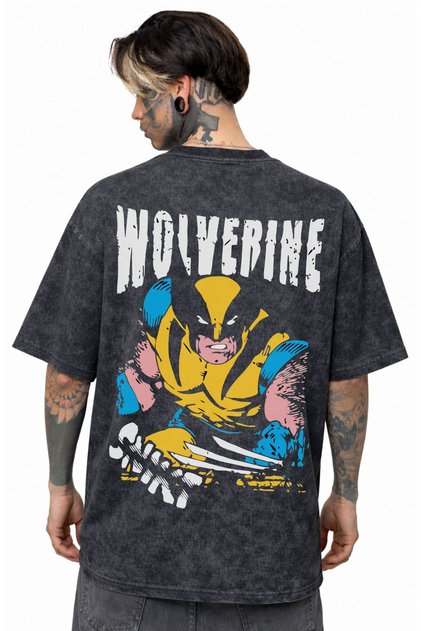 Design Wolverine Movie Hero Back Printed Unisex Oversized Vintage Washed T-Shirt