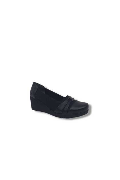 İzlife 15920 Women's Black t Buckled Stretch Wedge Sole Stylish Shoes