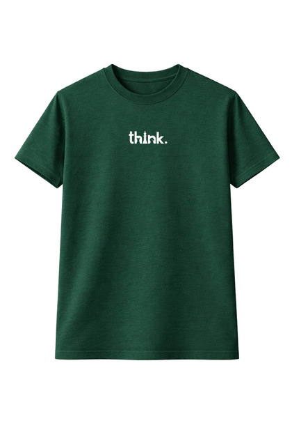 Unisex Oversized Thi̇nk B Printed T-Shirt %100 P Cotton Crew Neck Casual Streetwear T-Shirt