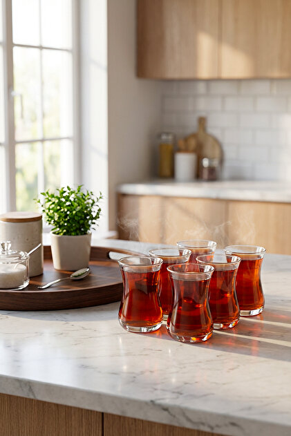 Set of 6 Thin-Walled Glass Tea Cups – Classic Transparent Tea Cup Set for Daily Use and Hospitality